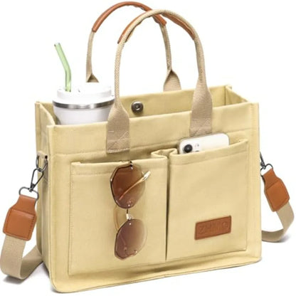 Utility Style Large Capacity Tote Shoulder Bag with Multi Pocket Design