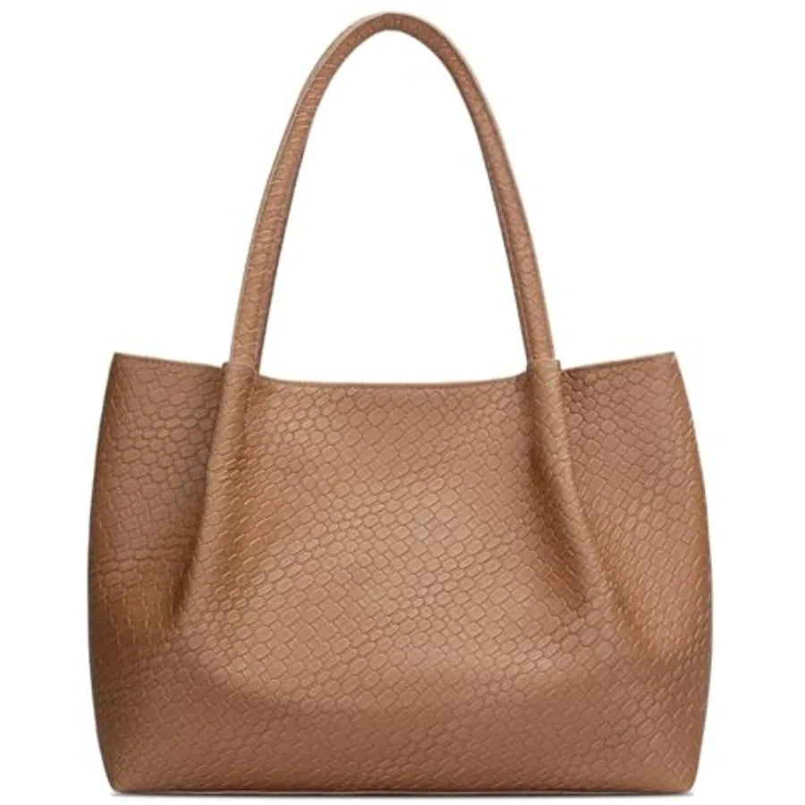 Minimal Large Capacity Tote Shoulder Bag with Clean Structured Design