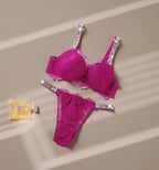Rich Burgundy Contour Push-Up Bra Set with Sparkling Hardware Straps