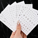 Celestial Gothic Nail Art Sticker Set with Hearts Stars and Moon Details