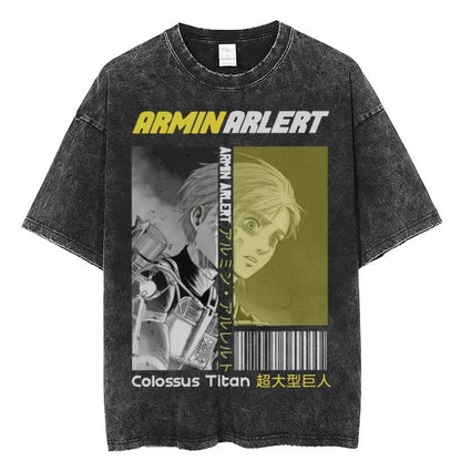 Retro Anime Poster Graphic Oversized Washed Cotton Streetwear Fashion T-Shirt