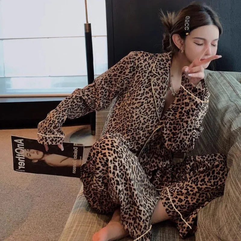 Women's Printed Pajama Co-Ord Set Relaxed Long Sleeve Loungewear Outfit