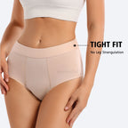 Three-Piece High-Waisted Absorbent Brief Set in Solid Tones