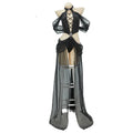 Women's Avant Garde Halter Bodysuit With Sheer Maxi Overlay And Dramatic Puff Sleeves