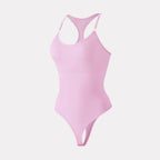 Seamless Racerback Thong Bodysuit in Versatile Beige