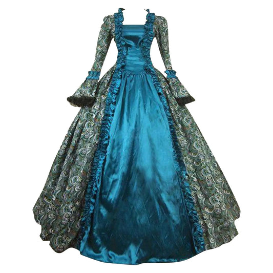 Victorian Gothic Lace Panel Ball Gown with Regal Silhouette