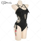 Women's Halter Cutout One-Piece Swimsuit with Decorative Side Ties and Statement Silhouette