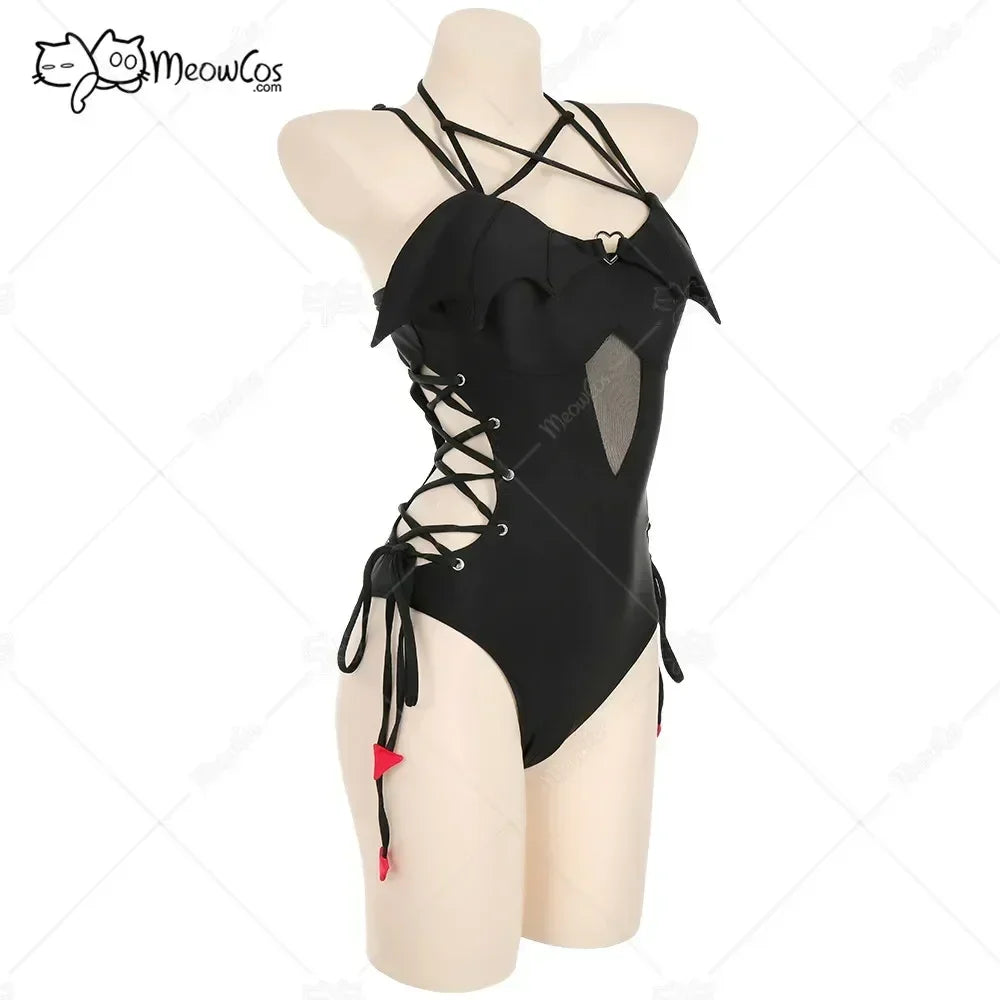 Women's Halter Cutout One-Piece Swimsuit with Decorative Side Ties and Statement Silhouette