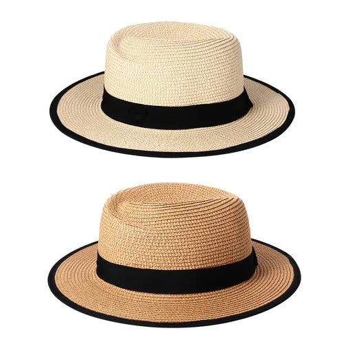 Roll-Up Straw Fedora Hat with Wide Brim for Beach Travel and Everyday Summer Style