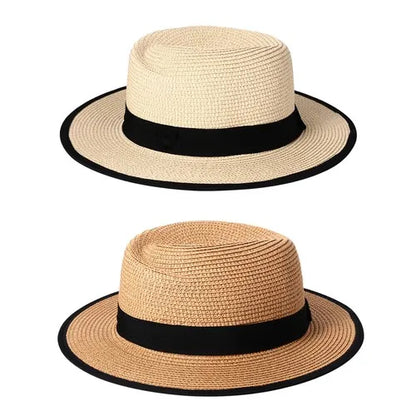 Roll-Up Straw Fedora Hat with Wide Brim for Beach Travel and Everyday Summer Style
