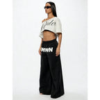 Women's Asymmetric Off Shoulder Graphic Crop T-Shirt for Modern Streetwear and Casual Everyday Style