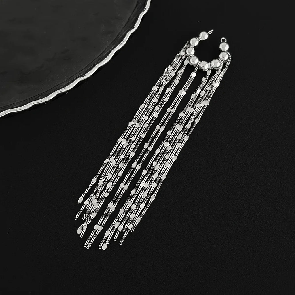 Minimalist Chain Tassel Clip On Earrings for Alternative Statement Styling