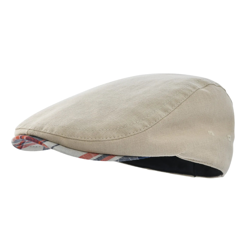 Classic Linen Flat Cap for Everyday Casual Vintage Inspired Four Season Fashion Style