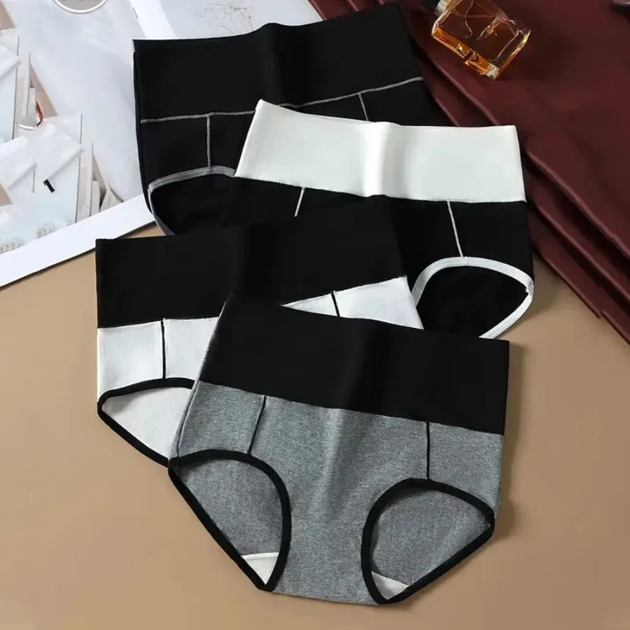 4-Piece Plus-Size Women’s High-Waisted Briefs Set with Full-Coverage Silhouette, Smooth Finish and Neutral Color Assortment