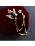 Vintage Court Style Skull Chain Brooch with Layered Tassel Jacket Accent