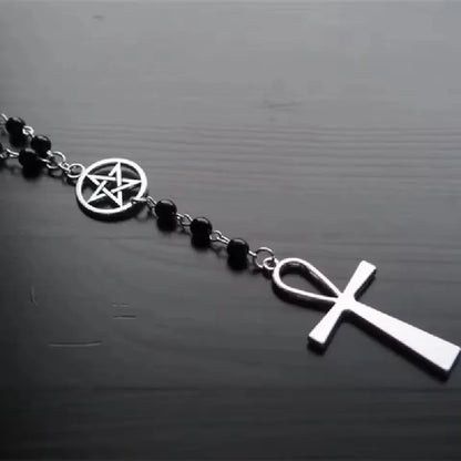 Beaded Cross Pendant Necklace for Gothic Grunge Alternative Fashion Looks