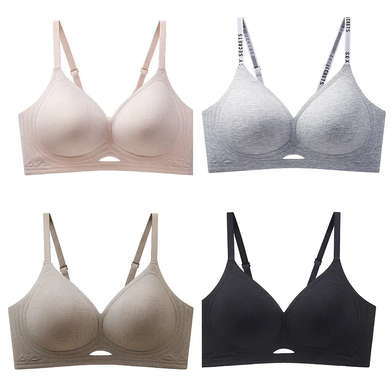 Heathered Grey Ribbed Maternity Bra with Sporty Lettered Straps