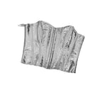 Luminous Metallic Silver Overbust Corset with Front Hook Closure