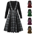 Layered Plaid Gothic Suspender Dress with Alternative Streetwear Aesthetic