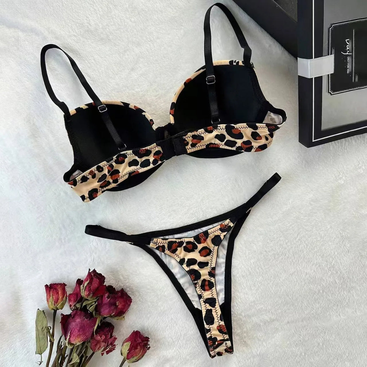 Colorful Floral Embroidery Longline Corset Bra and Panty Set