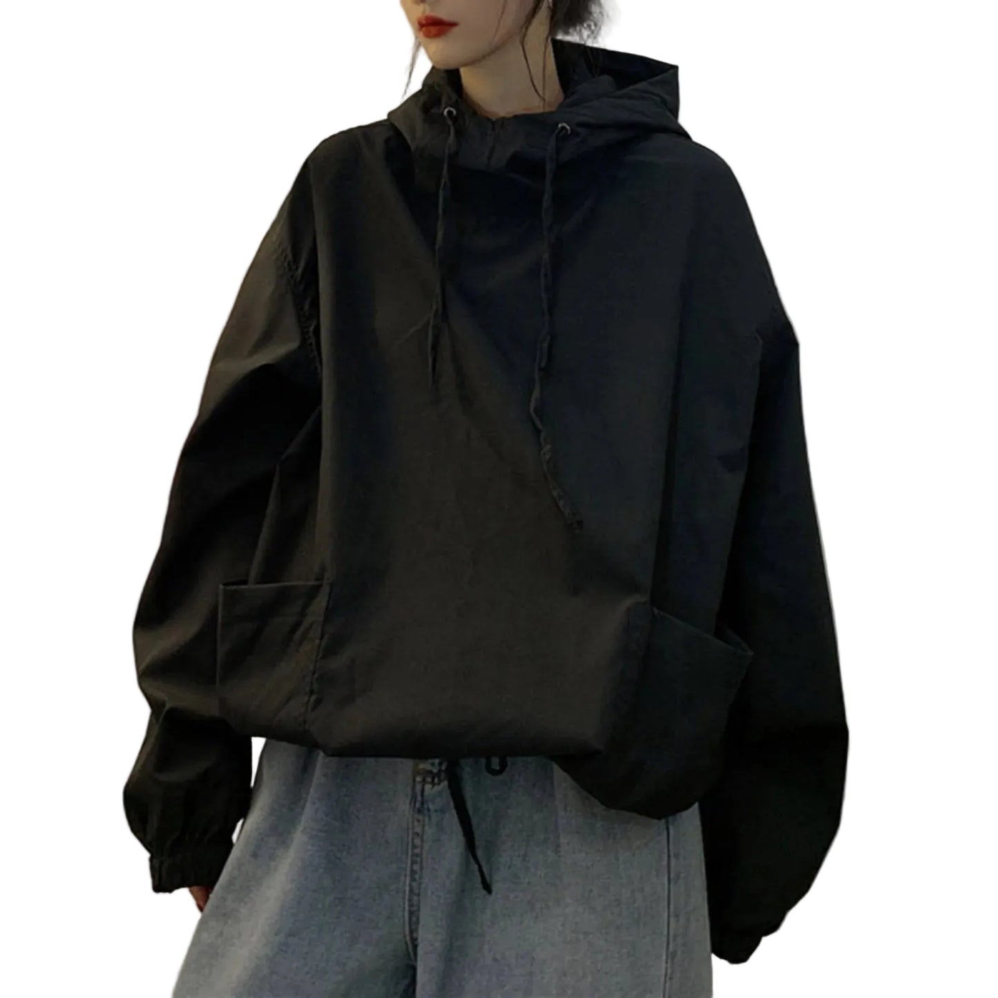 Women's Oversized Hooded Sweatshirt with Zip Detail for Relaxed Modern Streetwear Fashion