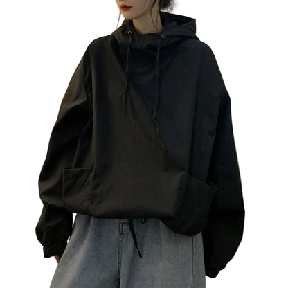 Women's Oversized Hooded Sweatshirt with Zip Detail for Relaxed Modern Streetwear Fashion