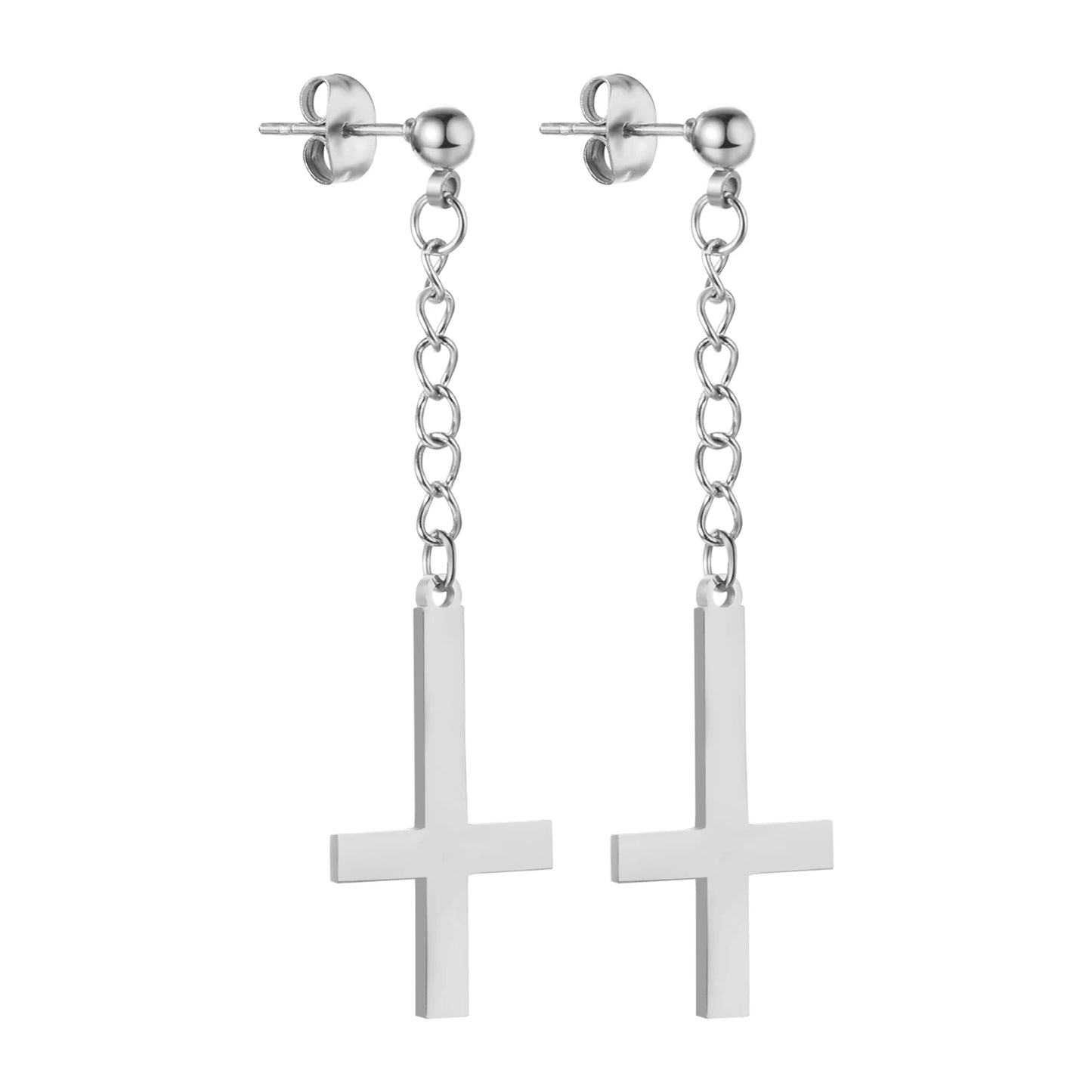 Gothic Cross Hoop Earrings for Punk and Alternative Statement Styling