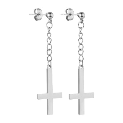 Gothic Cross Hoop Earrings for Punk and Alternative Statement Styling