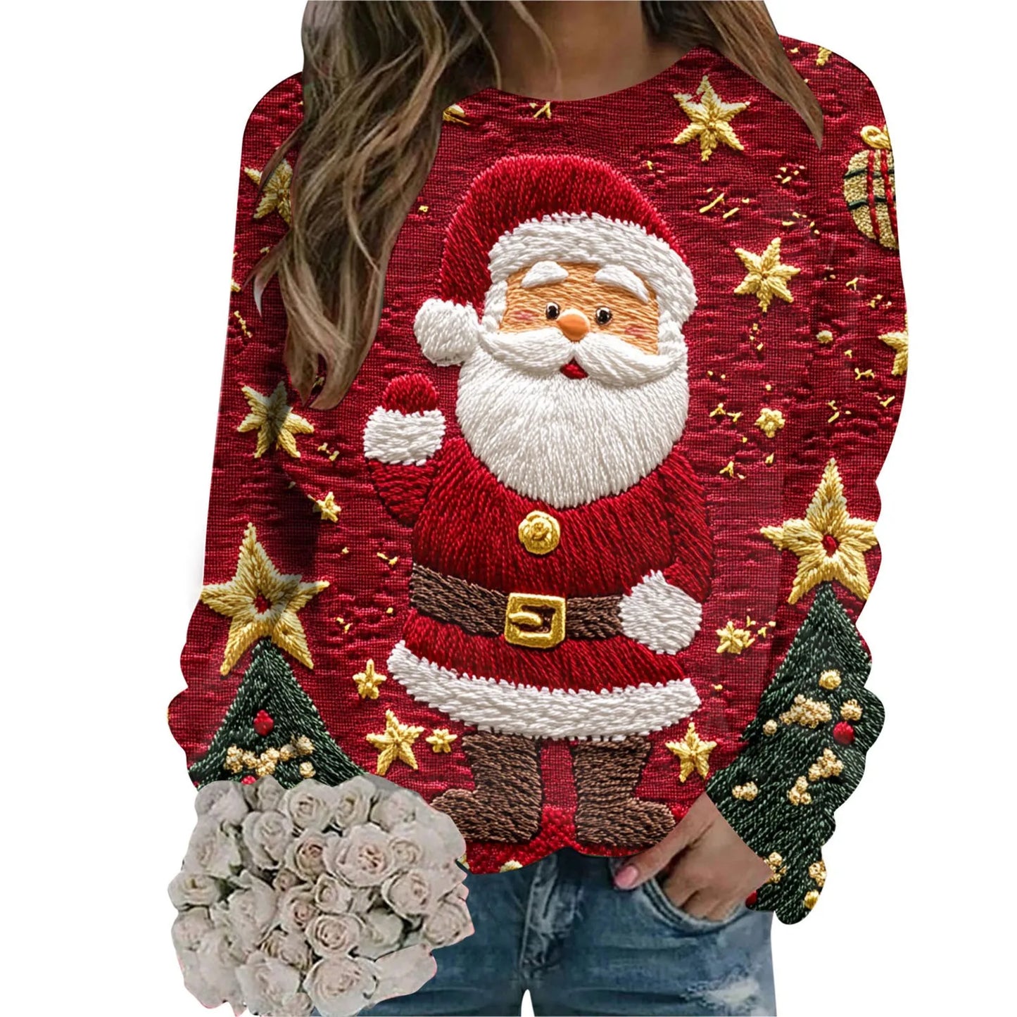 Women's Festive Holiday Graphic Hooded Sweatshirt with Relaxed Fit for Seasonal Comfort