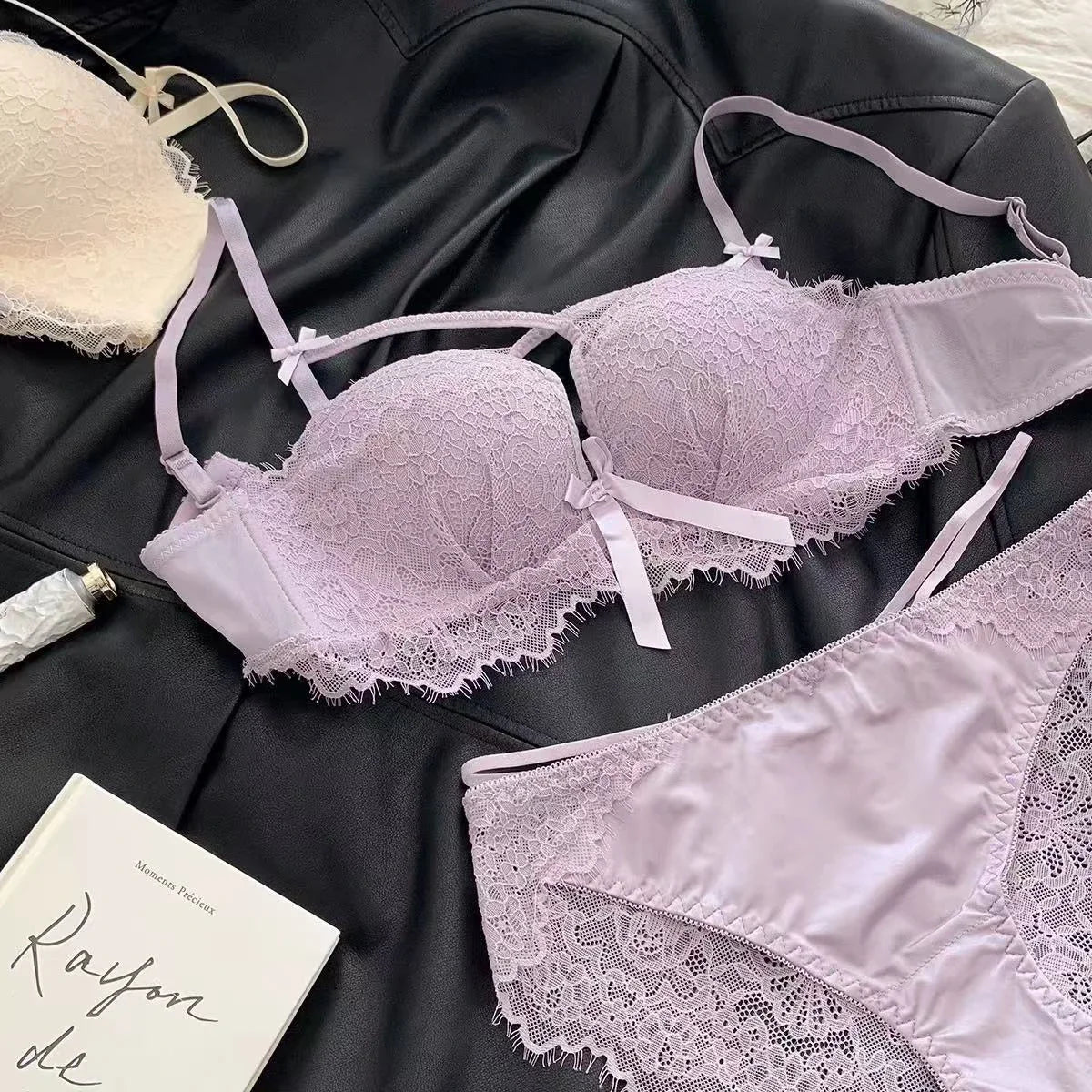 Scalloped Eyelash Lace Bralette and Boyleg Short Set with Cutout Front Detailing