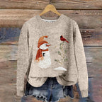 Oversized Graphic Knit Pullover Sweater with Relaxed Silhouette and Textured Finish