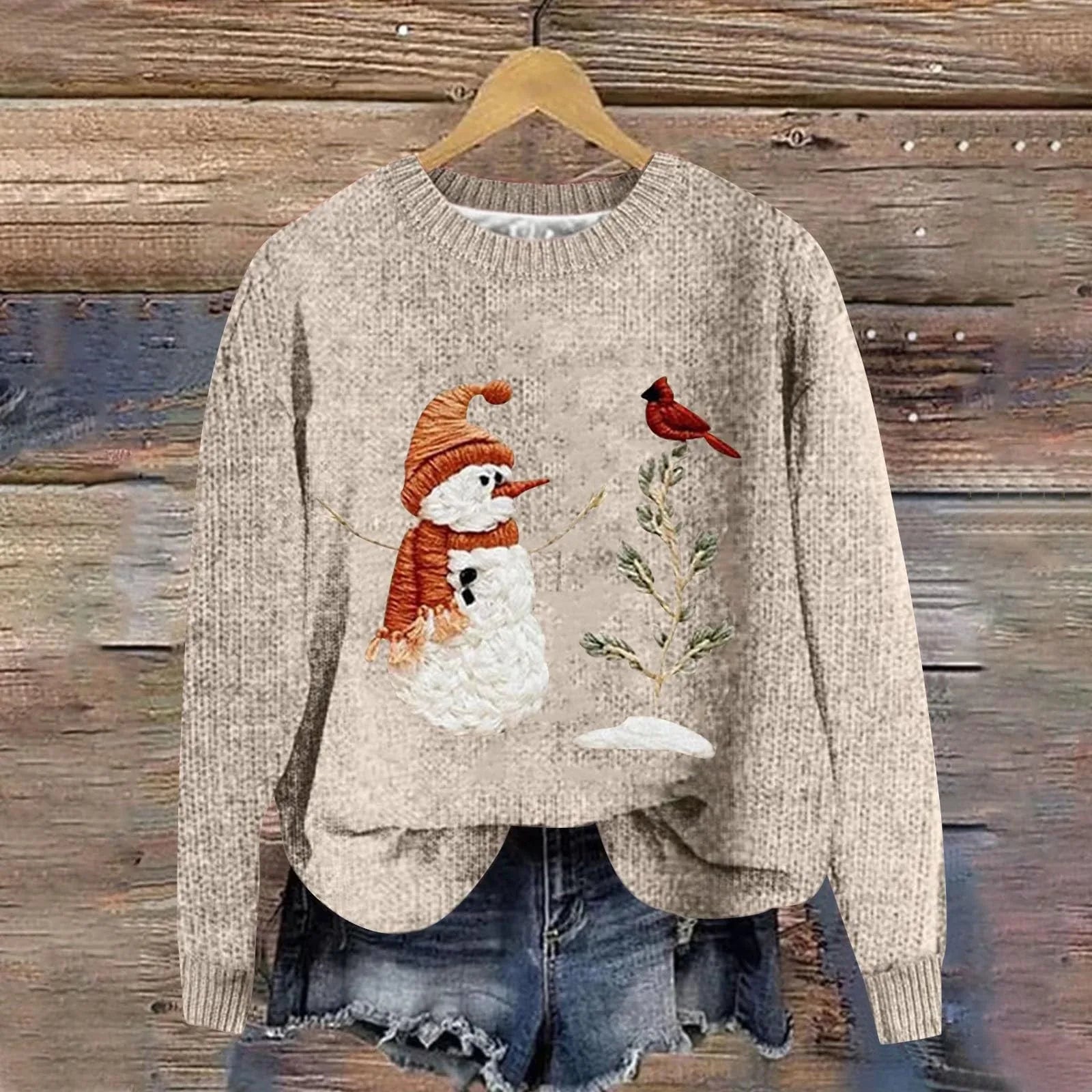 Oversized Graphic Knit Pullover Sweater with Relaxed Silhouette and Textured Finish
