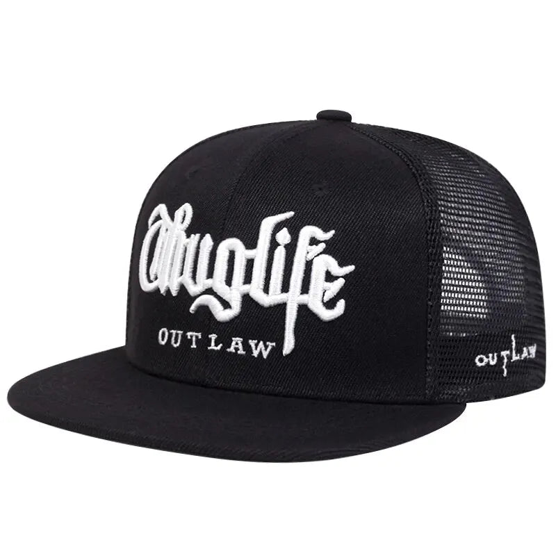 Embroidered Flat Brim Snapback Cap Adjustable Hip Hop Streetwear Baseball Hat