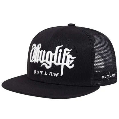 Embroidered Flat Brim Snapback Cap Adjustable Hip Hop Streetwear Baseball Hat