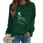 Women's Minimalist Embroidered Graphic Crew Neck Relaxed Knit Streetwear Sweater