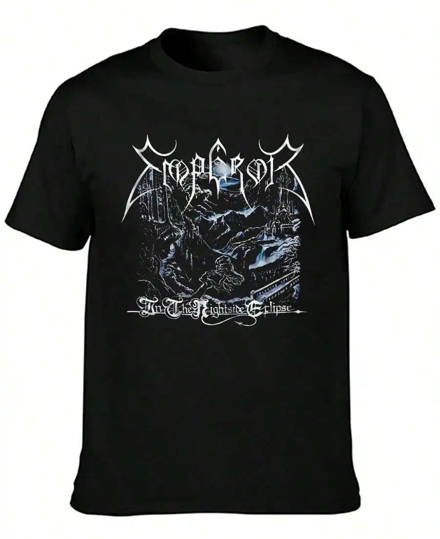 Oversized Dark Fantasy Graphic Cotton T-Shirt with Vintage Metal-Inspired Streetwear