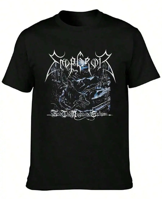 Oversized Dark Fantasy Graphic Cotton T-Shirt with Vintage Metal-Inspired Streetwear