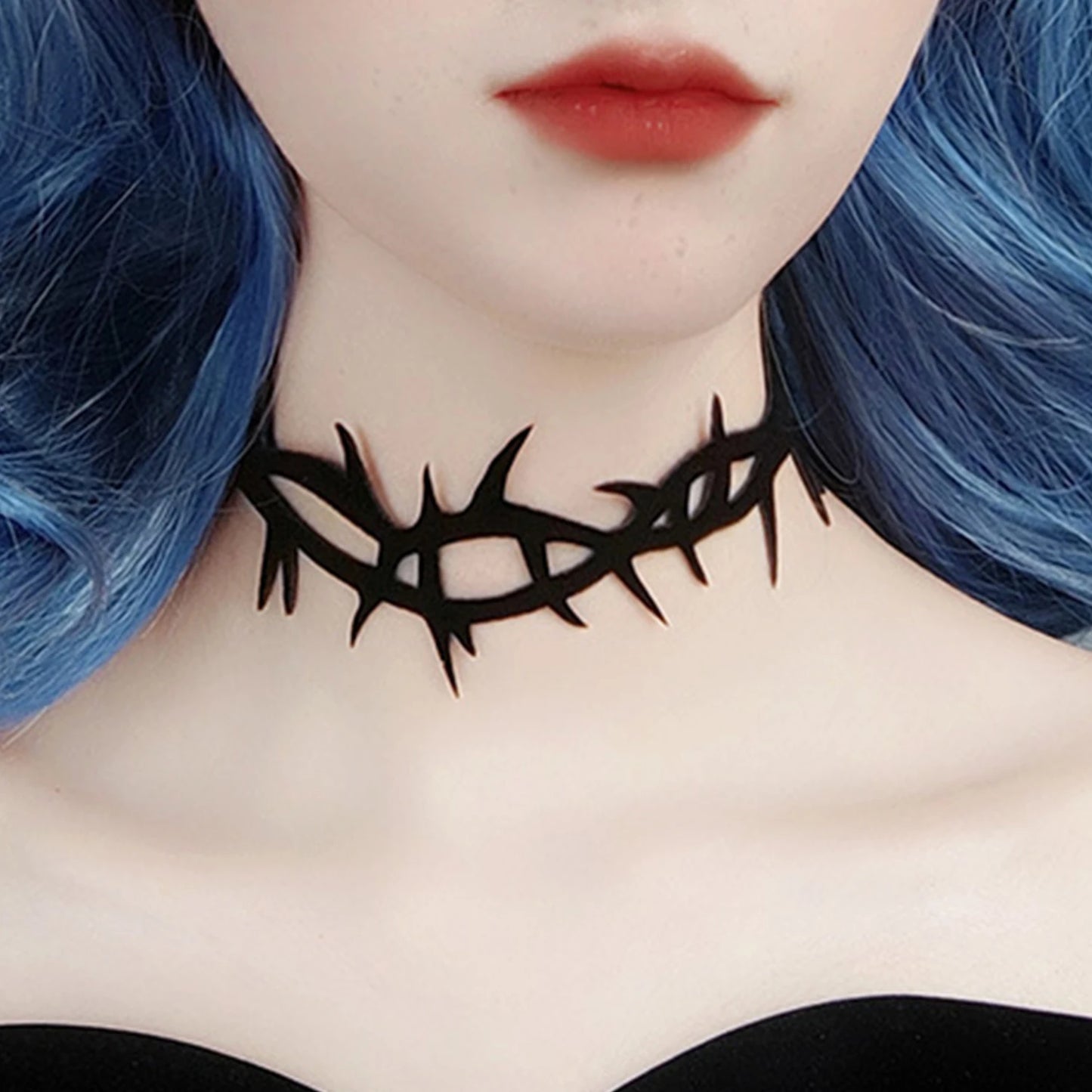 Barbed Thorn Choker Necklace for Gothic Punk Alternative Fashion Styling
