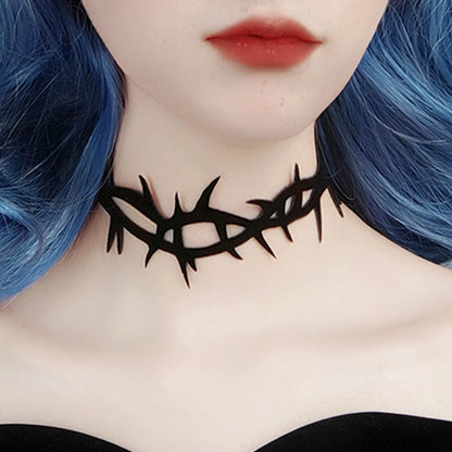 Barbed Thorn Choker Necklace for Gothic Punk Alternative Fashion Styling