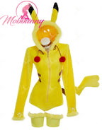 Women's Hooded Plush Romper with Animal Ear Hood, Tail and Matching Thigh-High Socks
