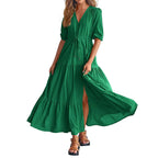 Tiered Drawstring Maxi Dress with Relaxed Flowing Contemporary Silhouette