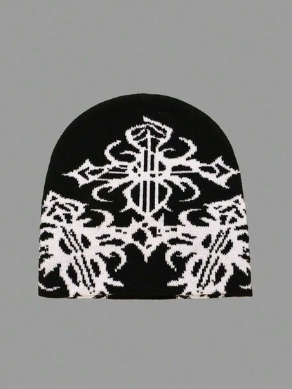 Modern Geometric Pattern Acrylic Knit Beanie for Everyday Streetwear and Casual Cold Weather Style
