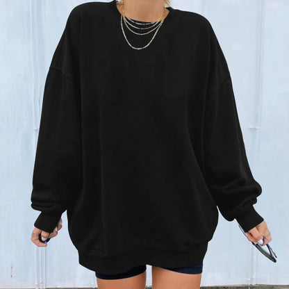 Women's Oversized Drop Shoulder Pullover Sweatshirt for Relaxed Everyday Casual Streetwear Style