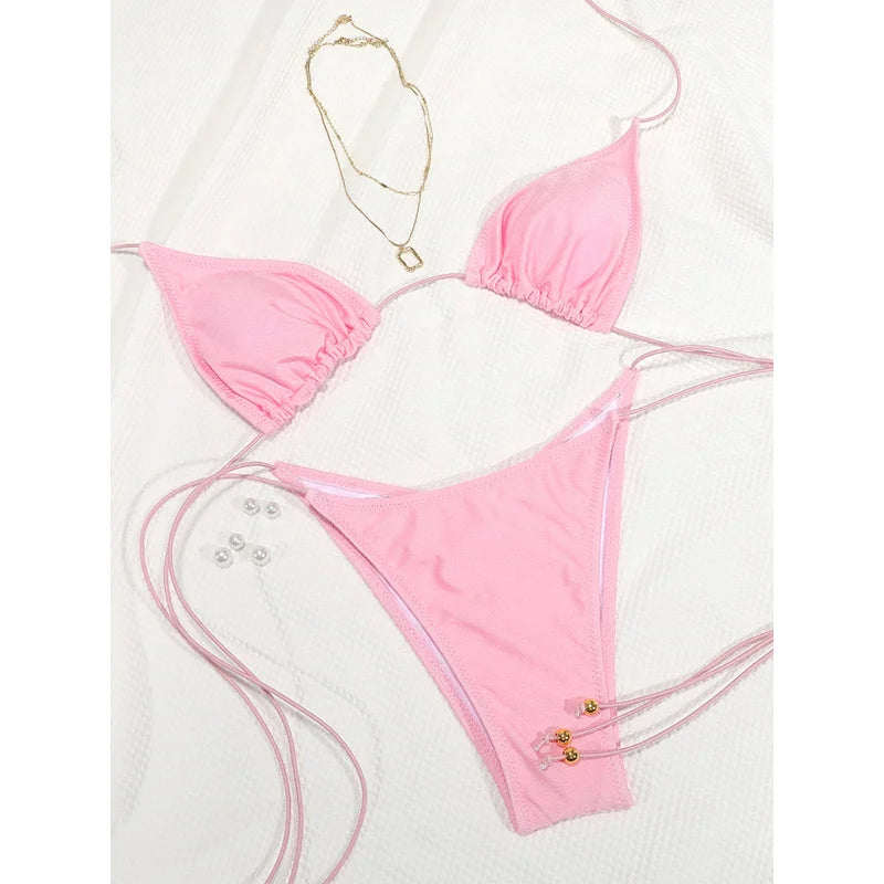 Classic Leopard Print String Bikini with Adjustable Tie Closures