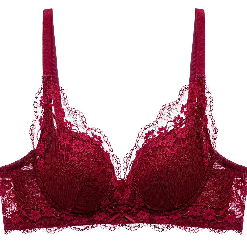 Vibrant Red Lace Maternity Bra with Wide Scalloped Underband