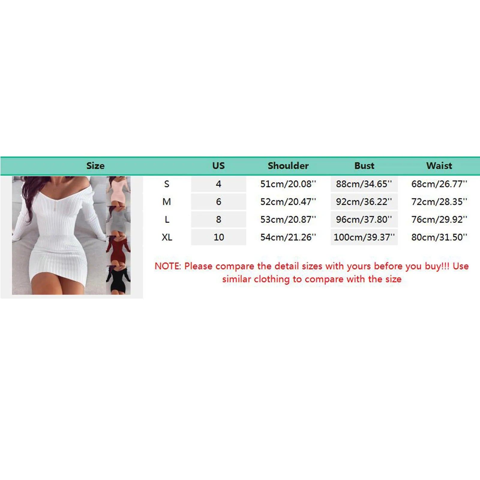 Ribbed Knit Bodycon Mini Dress with Long Sleeves and V Neckline
