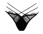 Deep Crimson Sheer Mesh Underwire Lingerie Set with Architectural Strappy Chest Detailing
