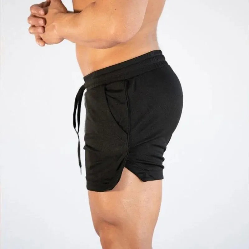 Men's Mid-Rise Elastic Waist Performance Gym Shorts with Regular Fit Casual Activewear Design