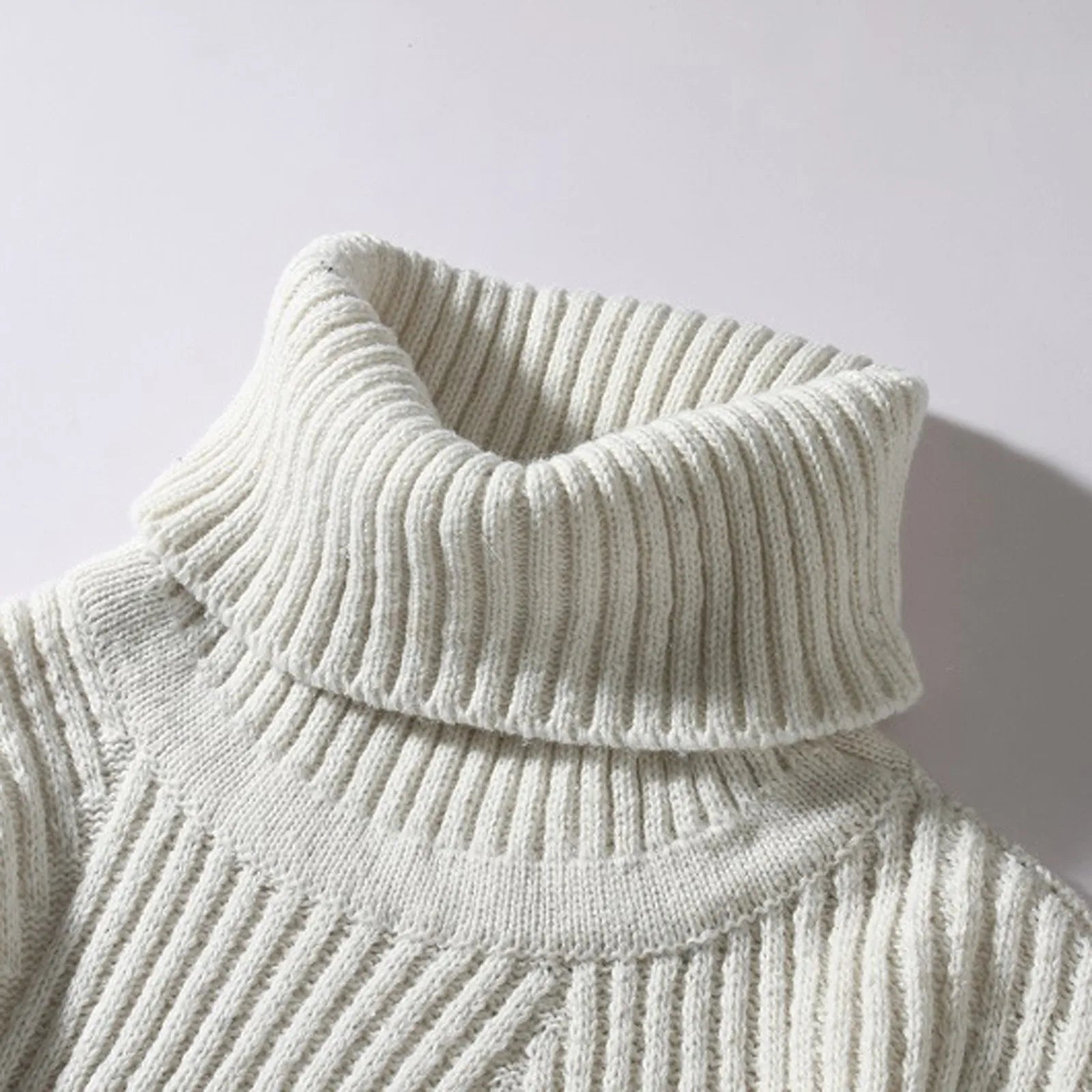 Unisex Ribbed Turtleneck Knit Pullover Sweater With Relaxed Minimalist Silhouette