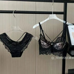 Rich Chocolate Brown Longline Floral Lace Underwire Bra Set